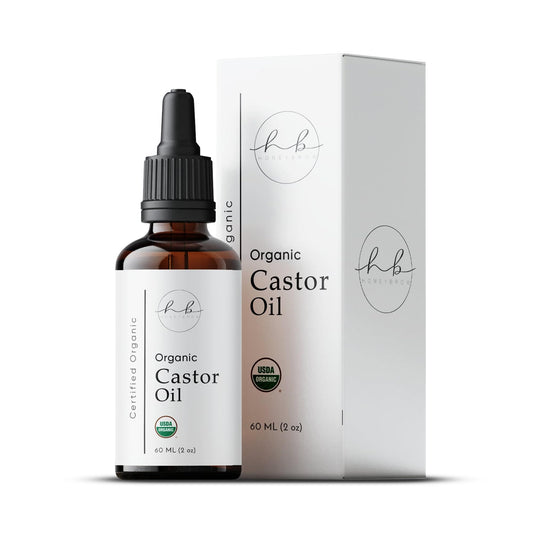 Honeybrow Organic Castor Oil - Castor Oil for Eyelashes Eyebrows - Pure Hair Oil Rich in Ricinoleic Acid Antioxidants - Nourishing Scalp Serum Combats Dandruff - Supports Skin Health - 2 Oz