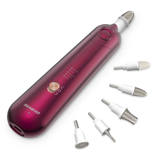 Professional Manicure Pedicure Set Cordless Electric Nail File Kit Rechargeable Nail Grinder for Thick Nails 5 Speeds Hand Foot Nail Care Trimmer Buffer Tools(Red)