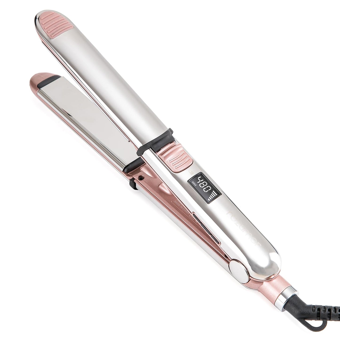 Rozamor Professional Flat Iron Hair Straightener Titanium Ionic Hair Straightening Fast Heating Hair Tools Pink 2 in 1 Dual Voltage Hair Straightener Curler for All Hairstyles