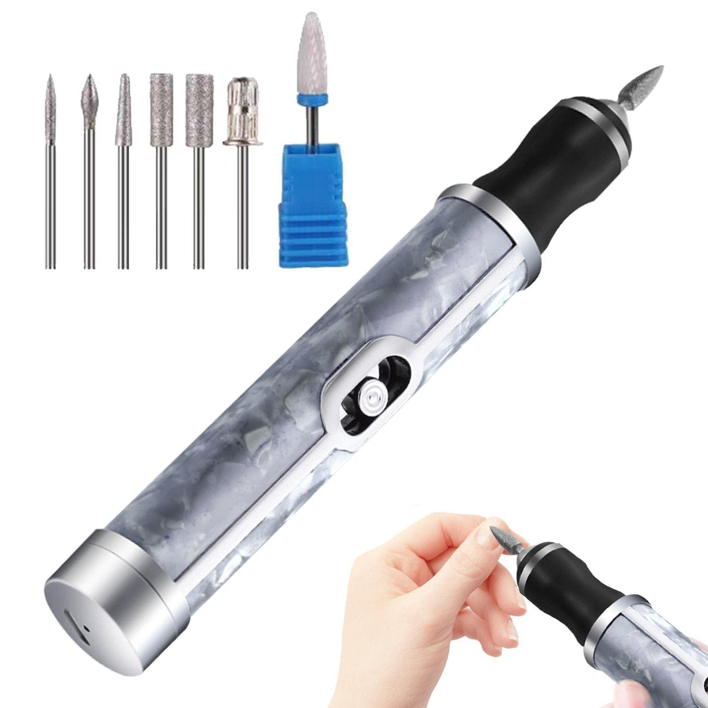 Electric Nail File Thick Toenails 4 Speeds Cordless Acrylic Nail Tool Toe Nail Grinder Kit for Thick Nails Toe Nail Grinder Kit for Thick Nails Edge Shaping Polishing Grinding Nursing Peeling