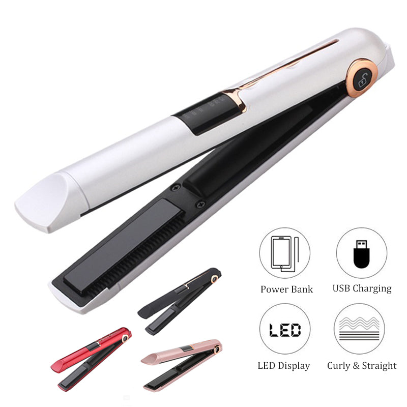Portable USB Rechargeable Hair Straightener and Curler