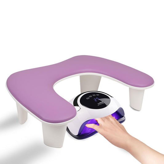 Arm Rest for Nails TechU-shaped Manicure Nail Hand Rest Pillow Cushion Big Microfiber Leather Nail Arm Rest Stand for Acrylic Nail Art Tech(Purple)