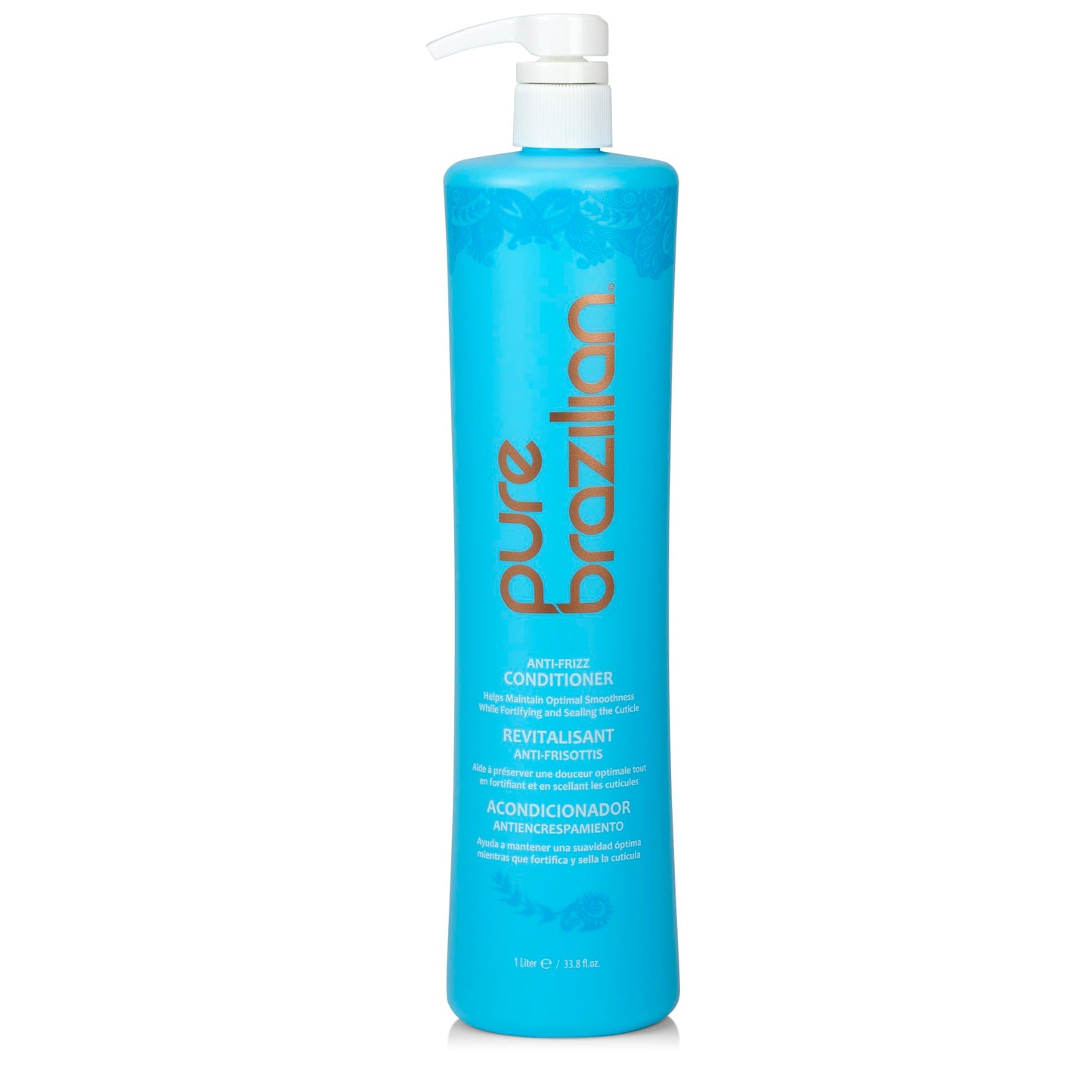 Pure Brazilian Anti-Frizz Daily Conditioner with Keratin & Acai Smoothing & Strengthening for Shinier Frizz-Free Hair 33.8 Oz