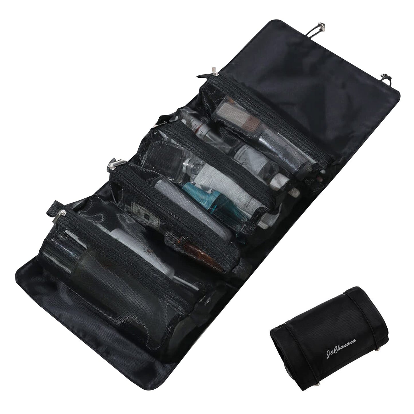 LumiSyne 4 In 1 Detachable Toiletry Bag Hanging Roll-Up Makeup Bag Large Capacity Travel Wash Bag Mesh Cosmetic Bag Portable Foldable Toiletry Bag Waterproof Cosmetic Organizer Bag For Travel Daily