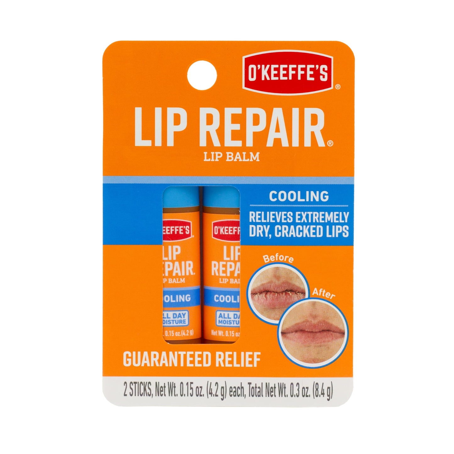 OKeeffes Cooling Relief Lip Repair Lip Balm for Dry Cracked Lips Stick Twin Pack